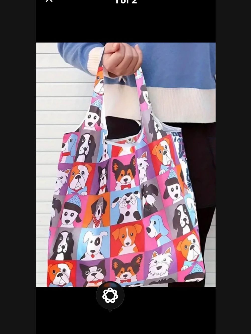 Reusable Dog Pattern Tote Bag - Colorful Puppies